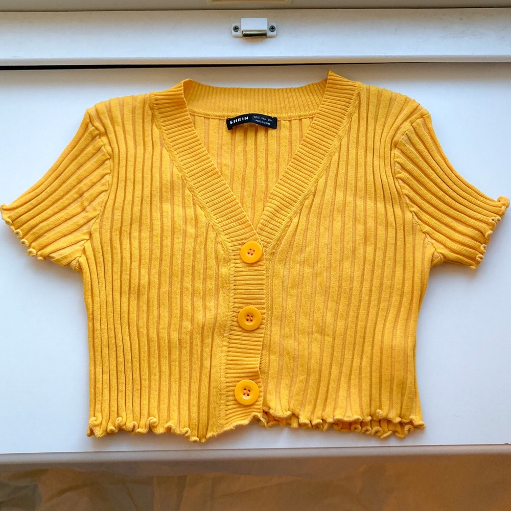 Yellow Cropped Cardigan
